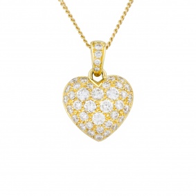 18k Yellow Gold Diamond Set Heart Pendant 0.80ct